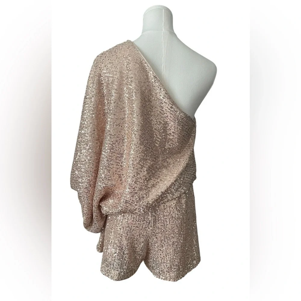 Mustard Seed One-Shoulder Sequin Romper -